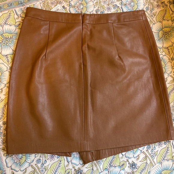 ZARA Pleather Zipper Skirt BROWN Size XS - Picture 2 of 5